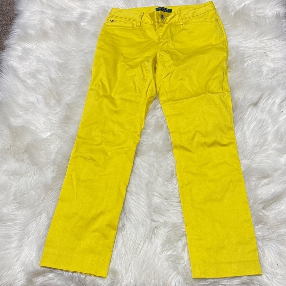Lauren Ralph Lauren Yellow Straight Leg Pants B4